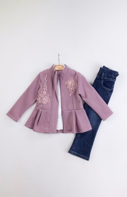 Wholesale Girl's Cashmere Jacket Jeans Pants and Shirt Set 2-6Y Miss Lore 1055-5715 - Miss Lore (1)