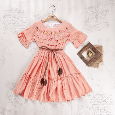 Wholesale Girls Dress 5-8Y Elayza 2023-2236 Salmon Color 