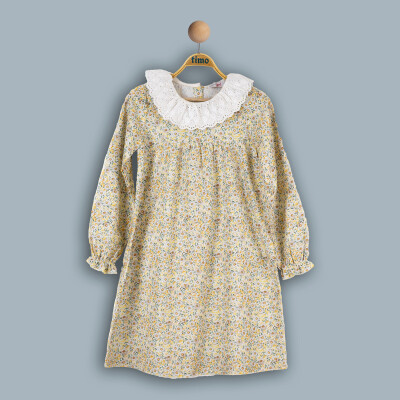 Wholesale Girls Dress 6-9Y Timo 1018-TK4DÜ082241933 Yellow