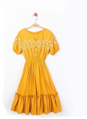 Wholesale Girls Dress 9-12Y Elayza 2023-2217 Mustard