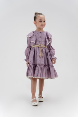 Wholesale Girls Dress with Belt 4-7Y Eray Kids 1044-13235 Лиловый 