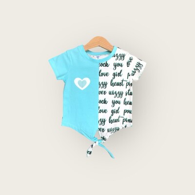 Wholesale Girls T-shirt 1-4Y Algiy Mini 2047-3111 Mint Green 