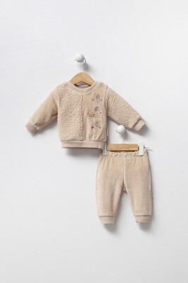 Wholesale Unisex Baby 2-Piece Tracksuit Set 3-12M Minicorn 2018-2344 Beige