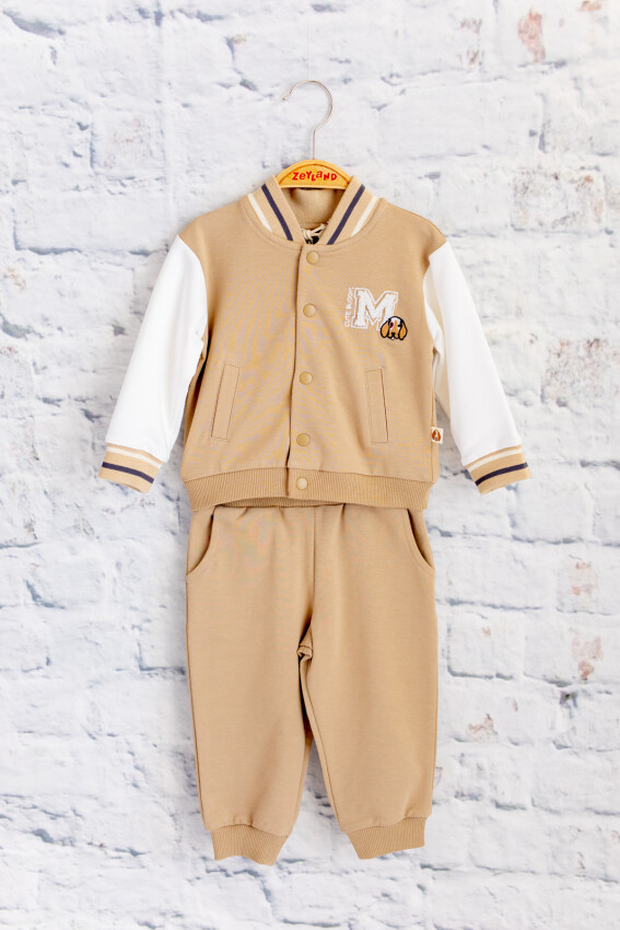 Wholesale Unisex Baby Embroidery Detailed Tracksuit Set 6-48M Mininio 2062-252M1KPB72 - 1