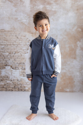 Wholesale Unisex Baby Embroidery Detailed Tracksuit Set 6-48M Mininio 2062-252M1KPB72 - Mininio